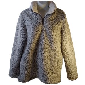 Love Tree Size S Gray White Quarter Zip Up Sherpa Pullover